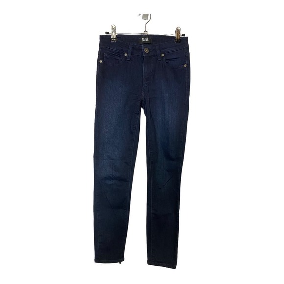 PAIGE Verdugo Ankle Jeans 24 Dark Wash High Waist Cotton Blend Denim Skinny - Picture 2 of 5